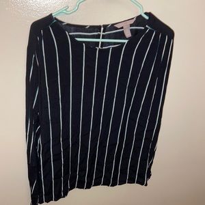 Navy and white and green strip shirt